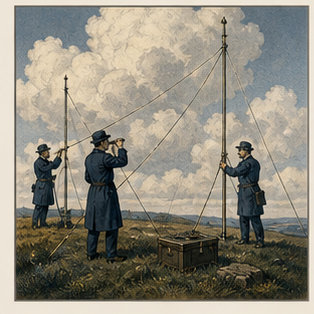 Cloud ruler team in a field