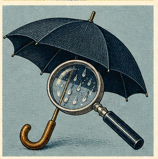 Umbrella inspected with magnifier